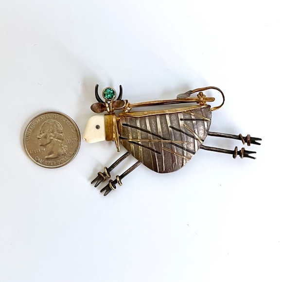 Carolyn Morris Bach Pin Brooch 18K and Sterling Silver - Picture 7 of 11